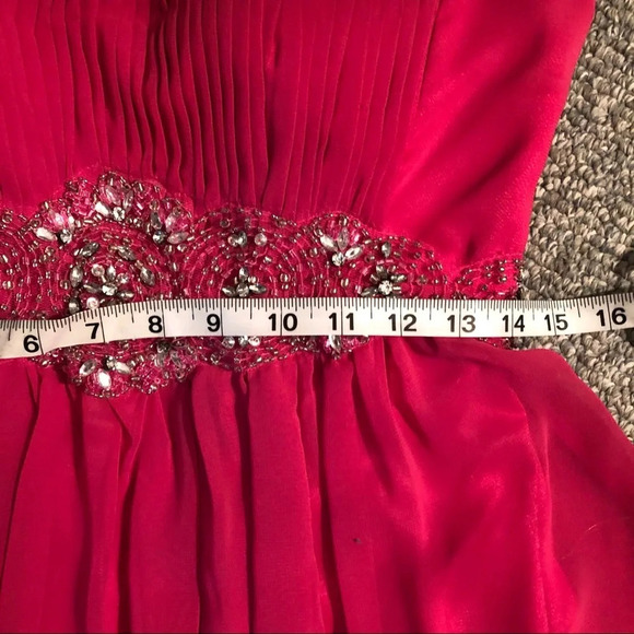 Pink Chiffon Strapless Graduation Dress Beaded Accent Scarf Size 4 - Picture 7 of 11